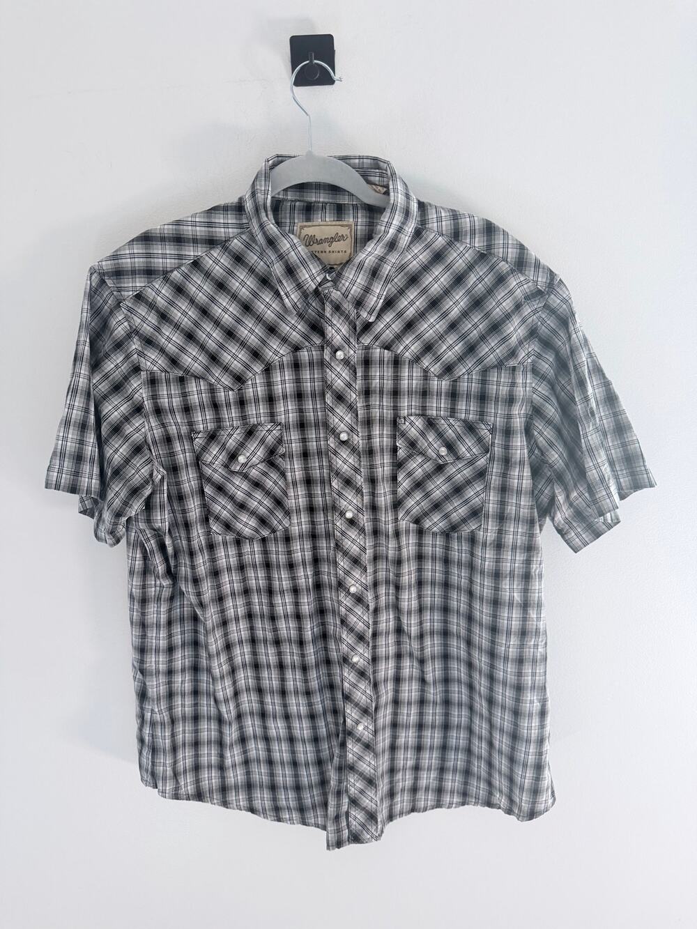 Wrangler Western Mens Button Up Pearl Snap Cowboy Short Sleeve Shirt-Size XL
